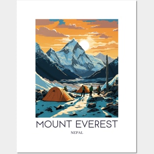 A Pop Art Travel Print of Mount Everest - Nepal Posters and Art